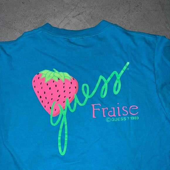 Vintage Guess Fraise Strawberry 1989 Single Stitch T Shirt - Picture 3 of 7